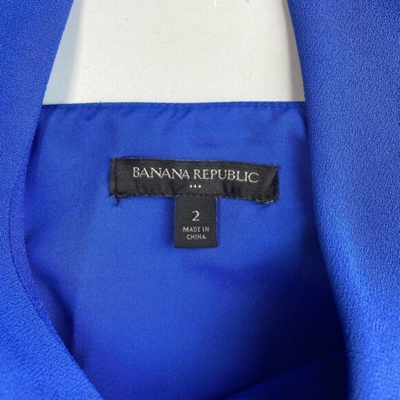 BANANA REPUBLIC V Neck Mini Dress Sz 2 Riviera  Blue - Picture 3 of 5